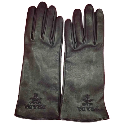 Pre-owned Prada Black Leather Gloves