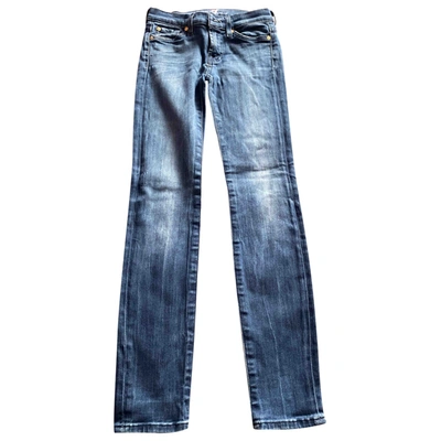 Pre-owned 7 For All Mankind Slim Trousers In Blue