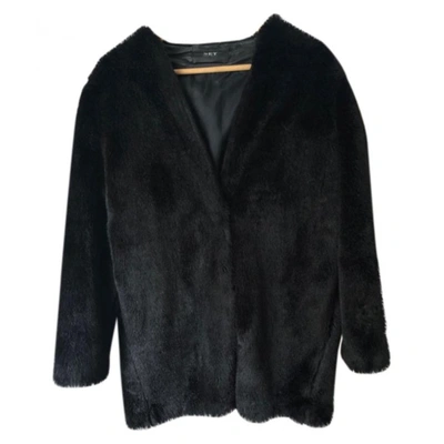 Pre-owned Set Faux Fur Coat In Black