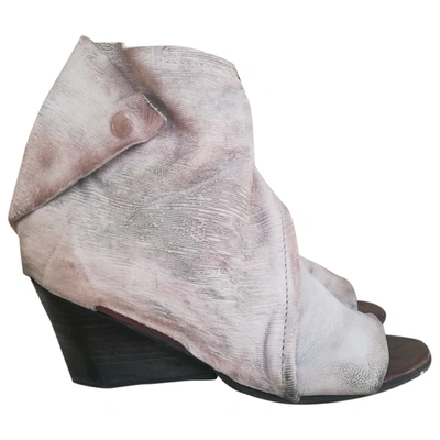 Pre-owned As98 Beige Leather Ankle Boots