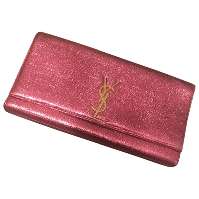 Pre-owned Saint Laurent Belle De Jour Glitter Clutch Bag In Pink