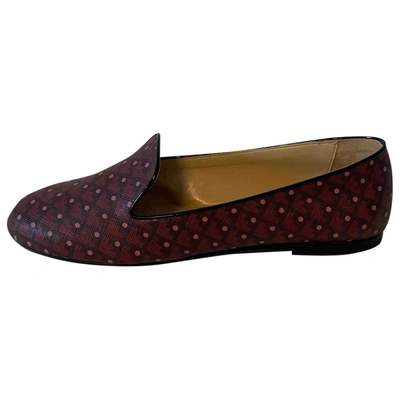 Pre-owned Bally Leather Flats In Burgundy