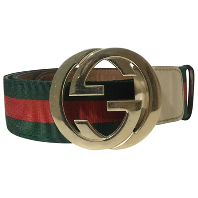 Pre-owned Gucci Interlocking Buckle Cloth Belt In Multicolour