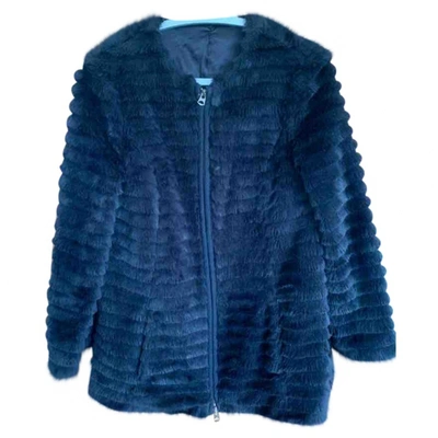 Pre-owned Emporio Armani Faux Fur Coat In Blue