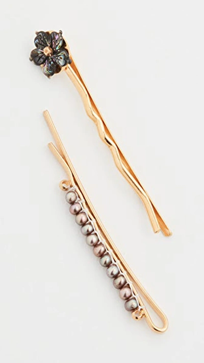 Chan Luu Pearl Mix Bobby Pin Set In Taupe Pearl Mix