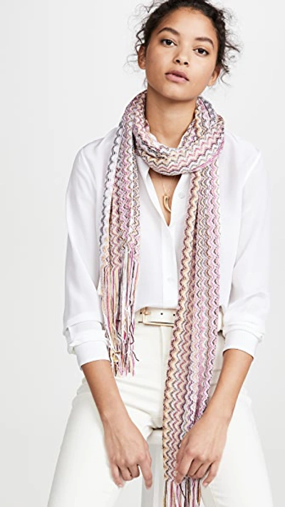 Missoni Small Zigzag Scarf In Multi Pink