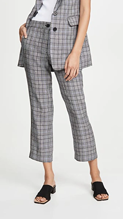 Ei8htdreams Straight Crop Plaid Trousers In Blue Combo