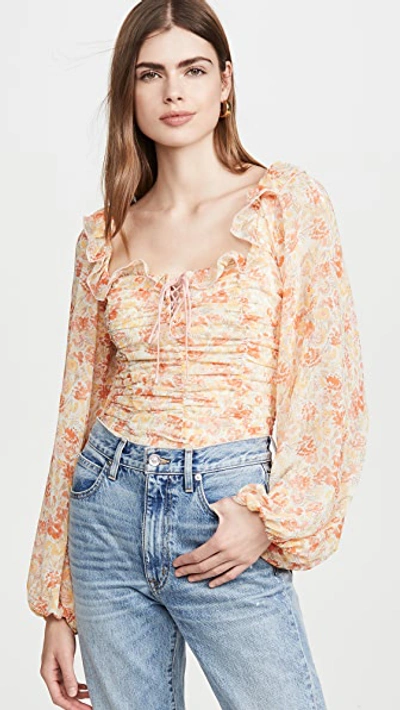 Free People Mabel Printed Blouse In Spring Combo