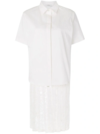 Goen J Layered Corded Lace Shirt In White