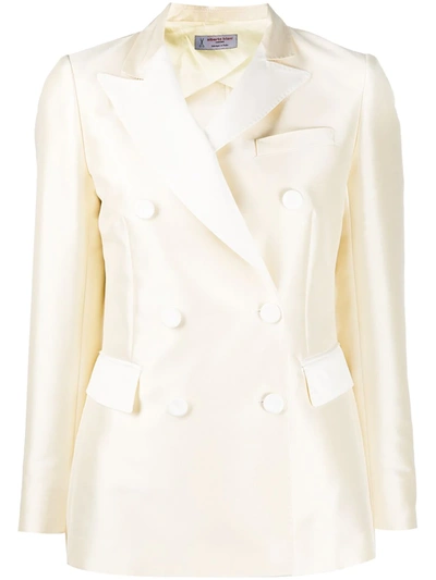 Alberto Biani Textured Double-breasted Blazer Jacket In Yellow