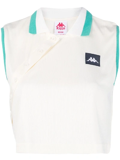 Kappa Sleeveless White And Green Top