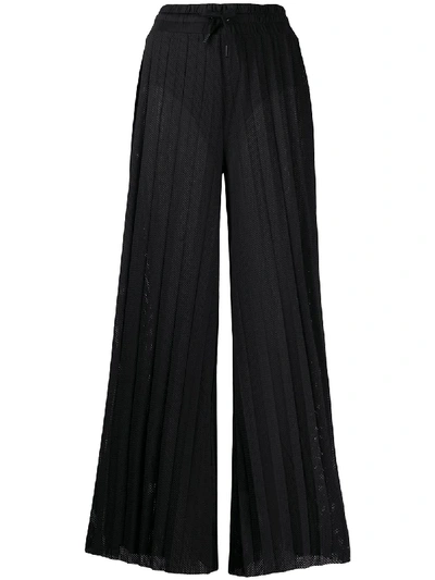 Kappa Wide Leg Black Pleated Trousers