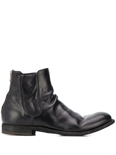 Officine Creative Slouch Leather Ankle Boots In Black