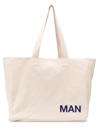 Junya Watanabe Oversized Logo-print Tote Bag In Neutrals
