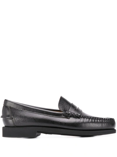 Société Anonyme X Sebago Graphic Patterned Low Heel Loafers In Black