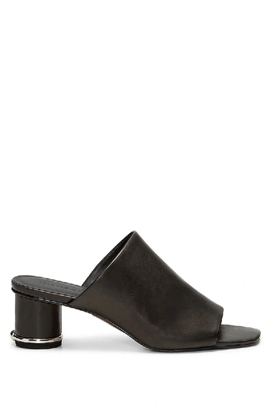 Rebecca Minkoff Aceline Leather Cylinder-heel Mule Sandals In Black