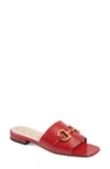 Gucci Deva Leather Slide Sandals With Horsebit In Red