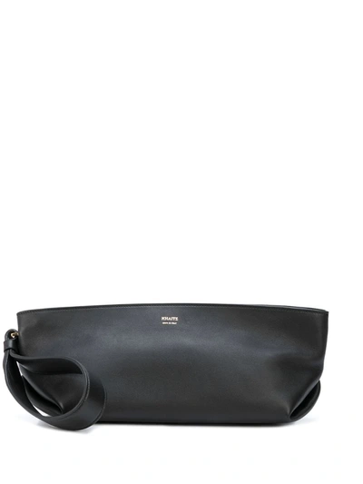 Khaite Alma Small Leather Clutch In Black