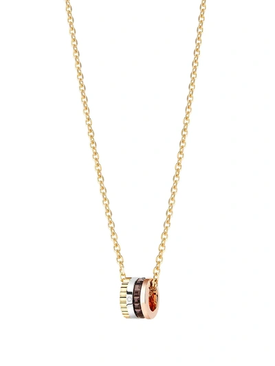 Boucheron Women's Quatre Classique Tri-tone 18k Gold, 0.0003 Tcw Diamond & Pvd Extra Small Pendant Necklace In Brown