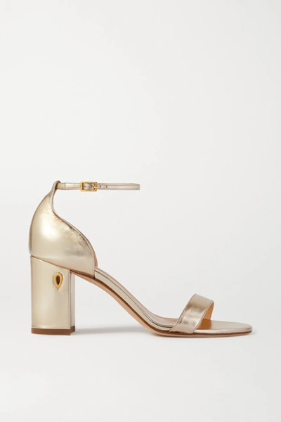 Jennifer Chamandi Massimo 85 Embellished Metallic Leather Sandals In Gold