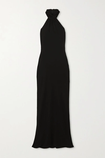 Brandon Maxwell Open-back Crepe Halterneck Gown In Black | ModeSens