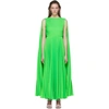 Valentino Accordion Pleat Sleeveless Dress In Fluorescent Green