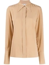 Victoria Beckham Point-collar Silk-crepe De Chine Shirt In M Camel