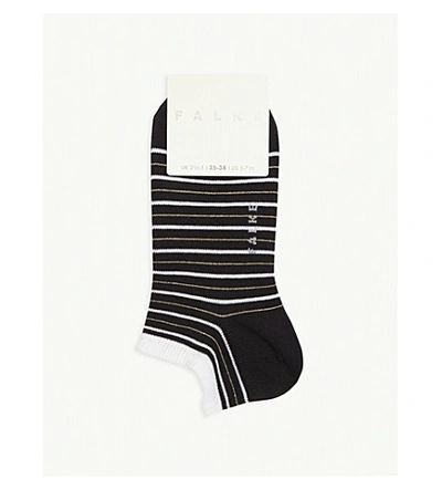 Falke Glitter Stripe Cotton-blend Trainer Socks In Black