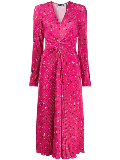 Rotate Birger Christensen Printed Satin Midi Dress In Pink