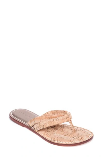 Bernardo Miami Two Strap Thong Sandals In Natural Cork Fabric