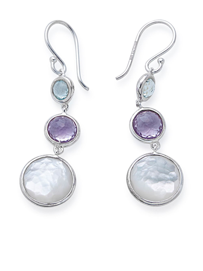 Ippolita Sterling Silver Lollitini Multi-gemstone Drop Earrings In Purple/silver