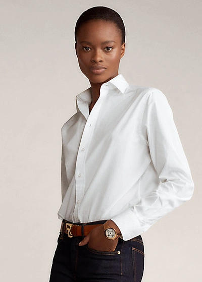 Ralph Lauren Adrien Cotton Boyfriend Shirt In White