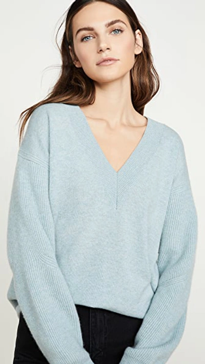 Rag & Bone Logan V-neck Cashmere Sweater In Blue