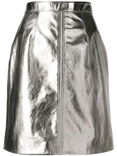 Alexa Chung Metallic Mini Skirt In Silver