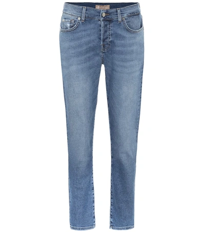 7 For All Mankind Asher Mid-rise Cropped Jeans In Blue