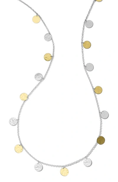 Ippolita Silver And Gold Chimera Classico Hammered Paillette Disc Necklace In Silver Gold