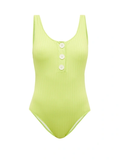 Solid & Striped The Anne Marie One-piece Swimsuit - S - Also In: Xl, M, Xs, L In Chartreuse Rib
