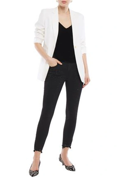 J Brand Lucy Velvet And Crepe De Chine Camisole In Black