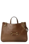 Gucci Medium 1955 Horsebit Convertible Leather Tote In Brown Sugar