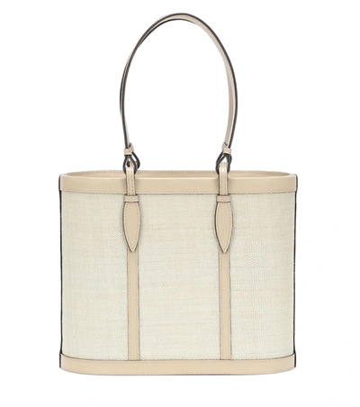Hunting Season The Basket Small Leather And Fique Tote In Beige