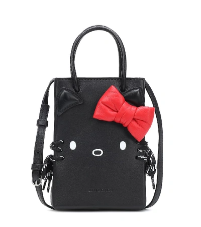 Balenciaga Hello Kitty® Leather Phone Pouch In Black