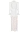 Zimmermann Wavelength Fringed Lace-silk Gown In White