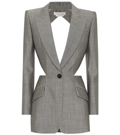 Alexander Mcqueen Wool And Mohair Cut-out Blazer In Black