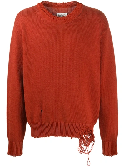 Maison Margiela Oversized Distressed Jumper In Red