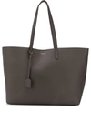 Saint Laurent Leather Tote Bag In Grey