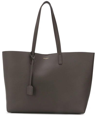 Saint Laurent Leather Tote Bag In Grey