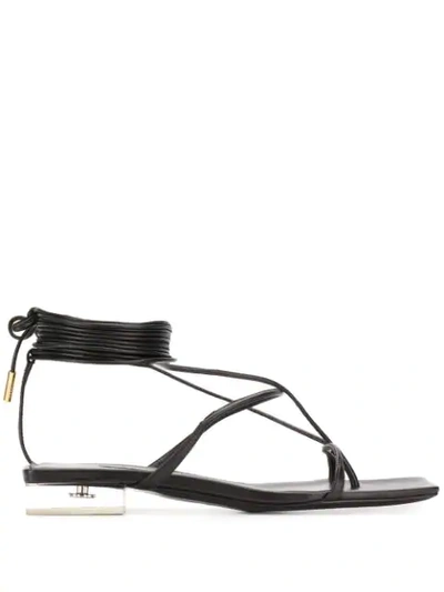 Versace Wraparound Thong Sandals In Black