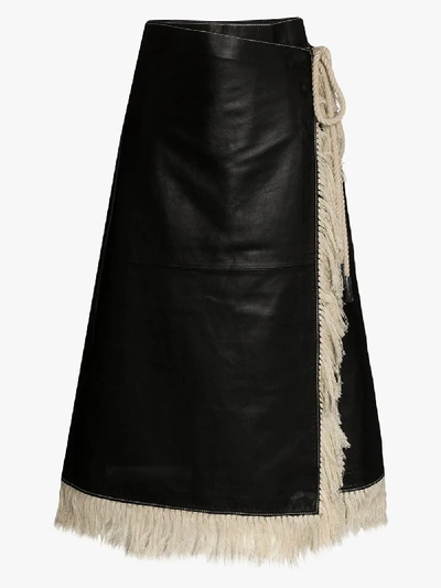 Stand Studio Eve Leather Wrap Skirt In Black