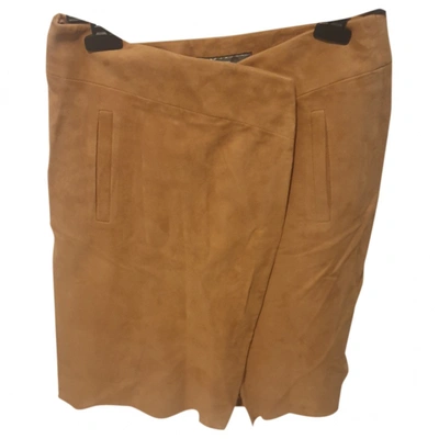 Pre-owned Ferragamo Leather Mid-length Skirt In Camel
