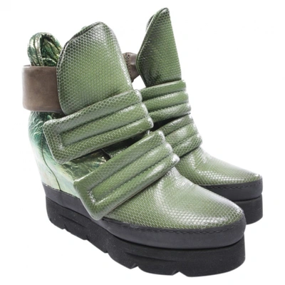 Pre-owned As98 Green Leather Ankle Boots